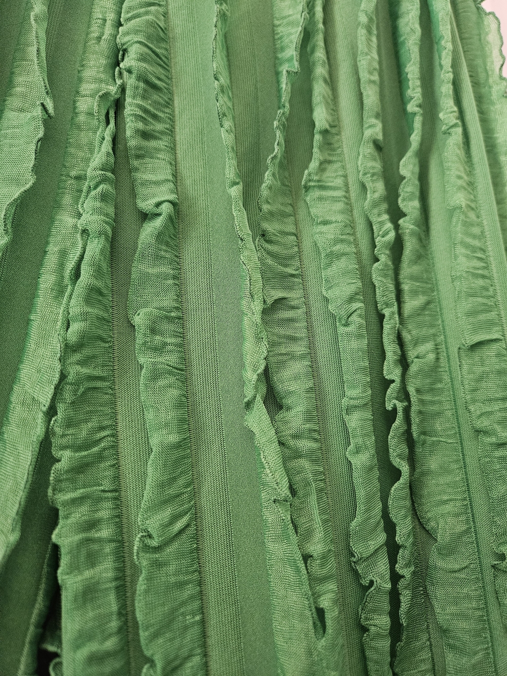 Green Ruffled Wide-Leg Pants - Picture 2 of 4